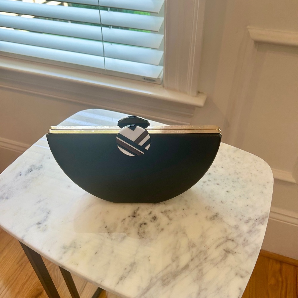 Black faux leather Zara clutch